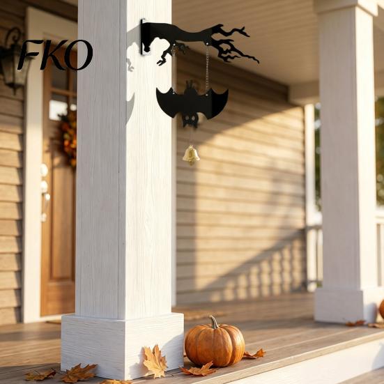 Fun Halloween Decorations Wall Mounted Hanging Bell, Clear Sound Ghost/Bat Decorative Cute Dinner Bell for Outdoor Front Door Garden Porch