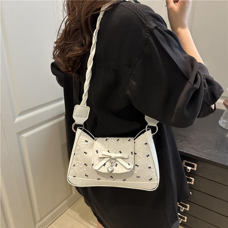 Niche Design Bow Underarm Bag Women's 2025 New Handbag Fashion Shoulder Messenger Bag Sweet Baguette Bag