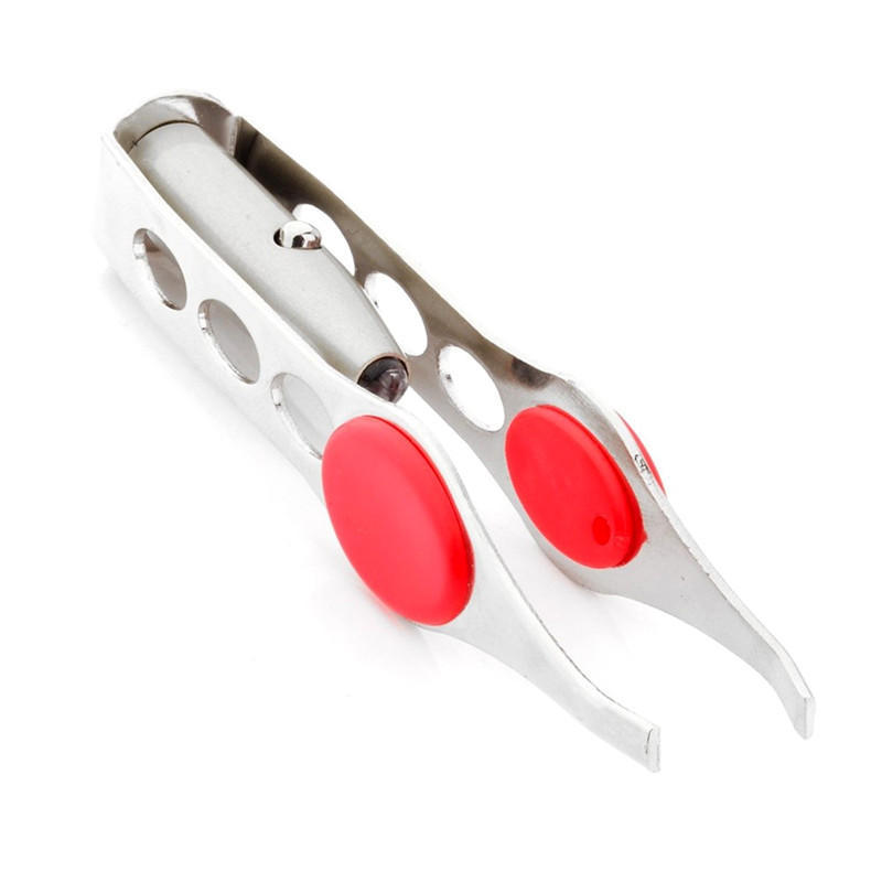 Stainless Steel Make Up Led Light Eyelash Eyebrow Hair Removal Lighted Tweezer