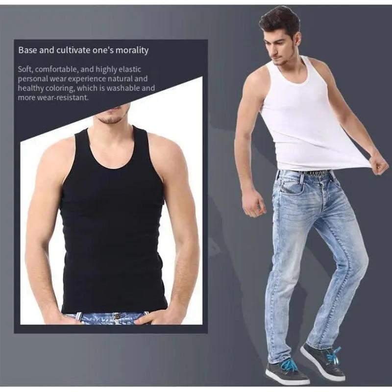 Cotton Vest for Men Youth Fitted Sports Fitness Casual Sleeveless Top Four Seasons Cool and Comfortable