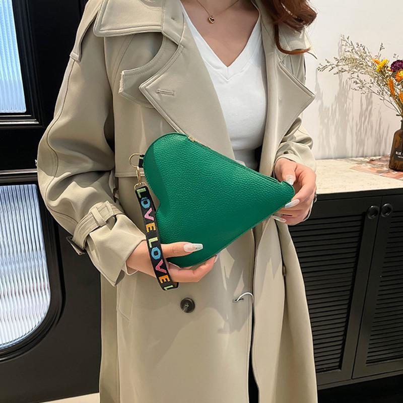 Yogodlns Mini plic de modă în formă de inimă pentru femei, portofel de monede colorat bomboană cu brățară de mână, suport elegant cu fermoar pentru carduri și plic pentru chei