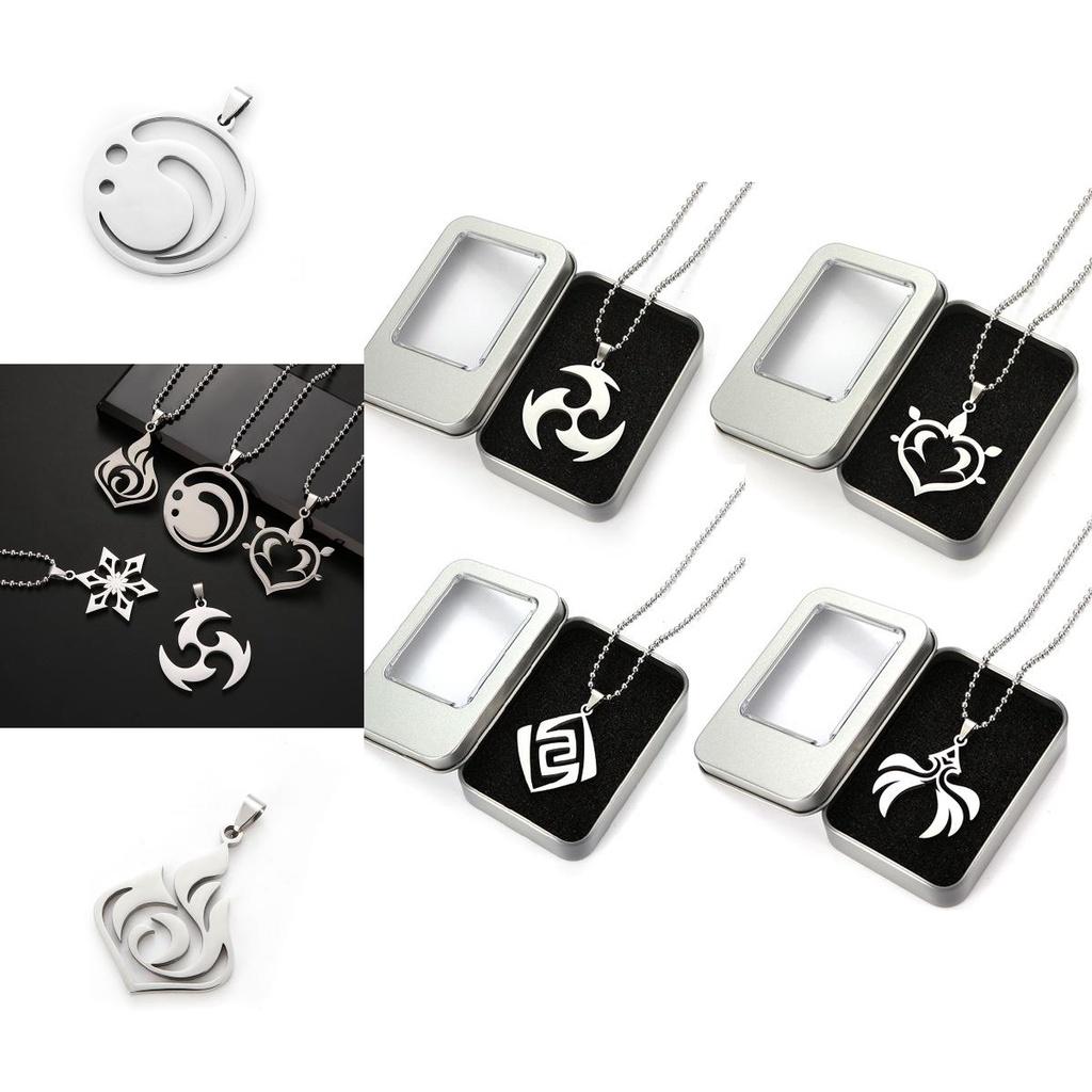 Genshin Impact Eye Of God Pendant Stainless Steel Necklace For Anime Lovers
