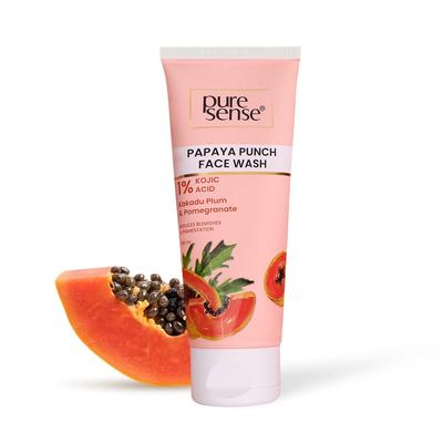 Limpador Facial PureSense Papaya Punch com 1% de Ácido Kójico | Ameixa Kakadu e Romã | Reduz Imperfeições e Pigmentação | Para Homens e Mulheres - 100ml