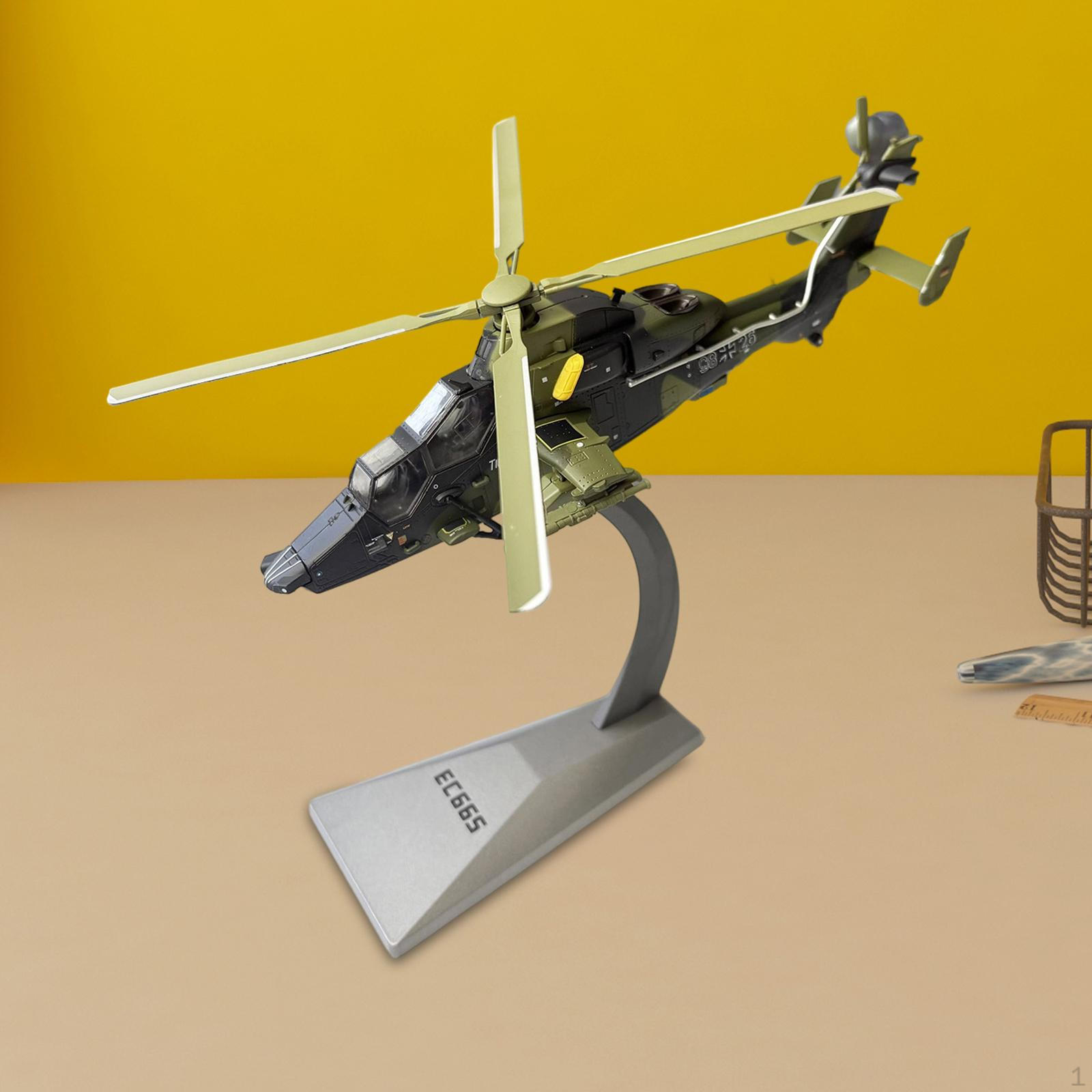 1:72 EC665 Модель вертолета Штурмовой самолет Игрушка Подвижные пропеллеры с подставкой для гостиной