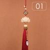 Chinese Style Lucky Fu Wooden Carved Lotus Buddha Statue Pendant Creative Gift Home Car Hanging Accessories Decor Auto Interior