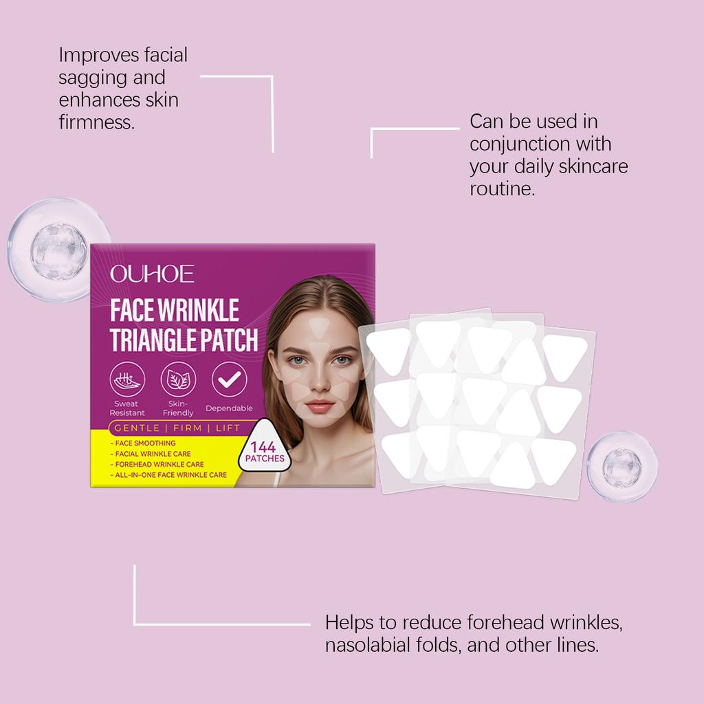 OUHOE Tightening Face Stickers Wrinkle Forehead Removal Improve Aging Sagging Soft Smooth Tape V Lifting Firm Transparent Patch