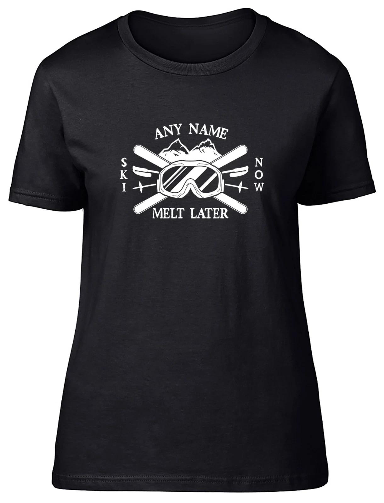 Personalised Skiing Fan Womens T-Shirt Ladies Gift Tee XXXXL