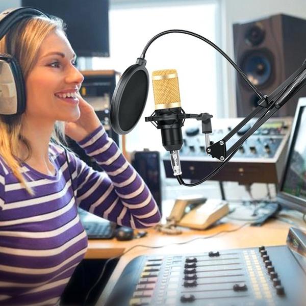 V8 Canlı Yayın Ses Kartı ile Kondenser Mikrofon Seti, Canlı Yayın Ekipmanı Kol Standı Pop Filtresi Stüdyo Kayıt Ekipmanı