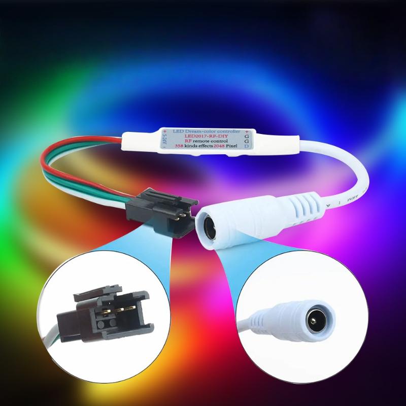 1 Set Rf Wireless Remote Control Dc5-24V Mini Controller 3-Pin Led Controller For Dream Color Ws2812B Ws2812 Ws2811 Light Strip