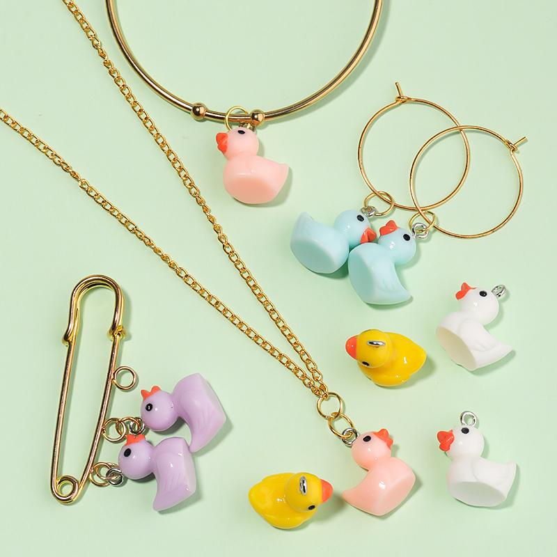 10 Stück/Los 19x15mm Niedliche Acryl-Enten-Anhänger Für Schmuckherstellung Tieranhänger DIY Armband Ohrring Halskette Anhänger Zubehör