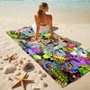 1Pc Colorful Monster Collage Beach Towel, Quick Dry, Multi-Use for Beach Pool Gym Yoga Home Travel, Christmas, Halloween, Xmas Gift M928838