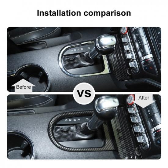 1X Central Gear Shift Frame Trim Decor Cover for Ford Mustang 2015+ Carbon Fiber