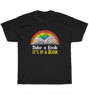 Retro Vintage Take A Look It's In A Book Reading Rainbow T-Shirt Unisex Tee Gift