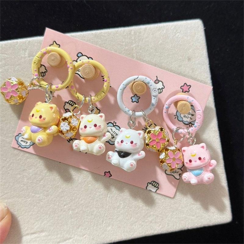 1/3 Adet Sevimli Karikatür Küçük Zil Kedi Yavrusu Anahtarlıklar Reçine Anahtarlık Çanta Süsü Anahtar Zinciri Seçenekli 6 Renk Kadınlar İçin Takı Hediyeleri