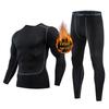 Men's Fleece-Lined Breathable Fitness Set: Warm Base Layer Tights & Long Sleeve Shirt for Running/Basketball