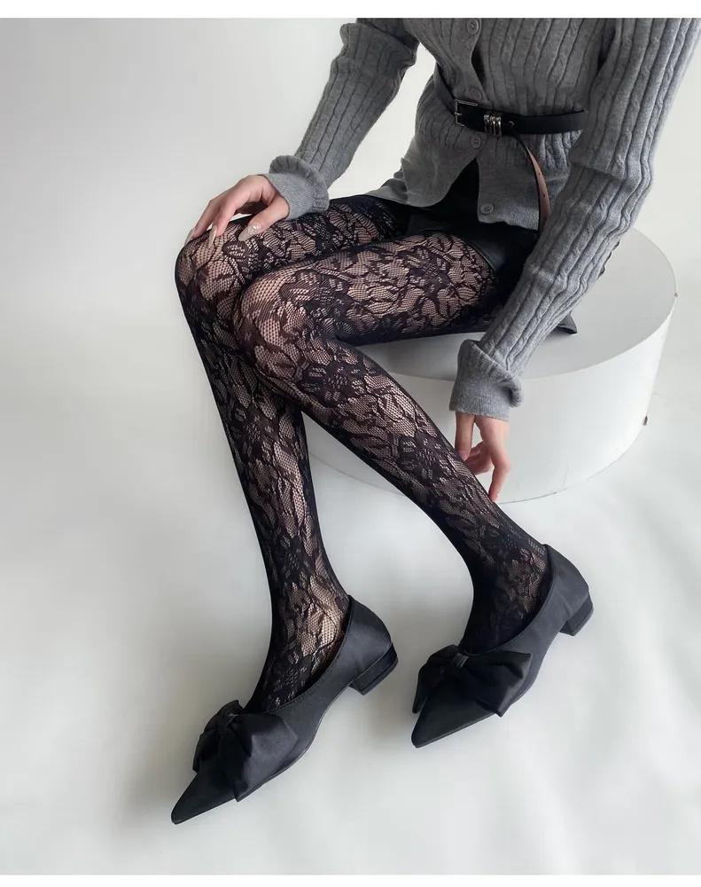 Lace Patterned Sheer Pantyhose Women Floral Mesh Tights Stretchy Seamless Hosiery for Daily Wear and Special Occasions