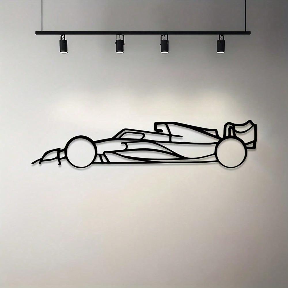 Wrought Iron Racing Car Silhouette Wall Art, Metal Sculpture for Home Decor, Garage Man Cave Gift, Outdoor Garden Decoration