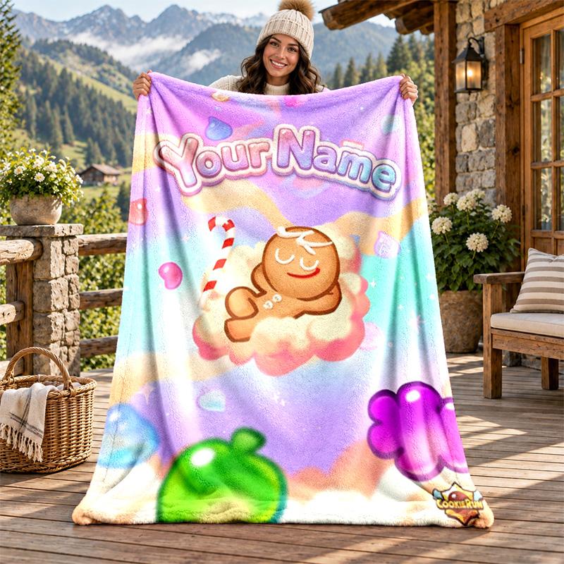 Cookie Run Kingdom Custom Name Flannel Blanket Personalized Soft Warm Plush Throw Blanket Customized Gift for Family Friends