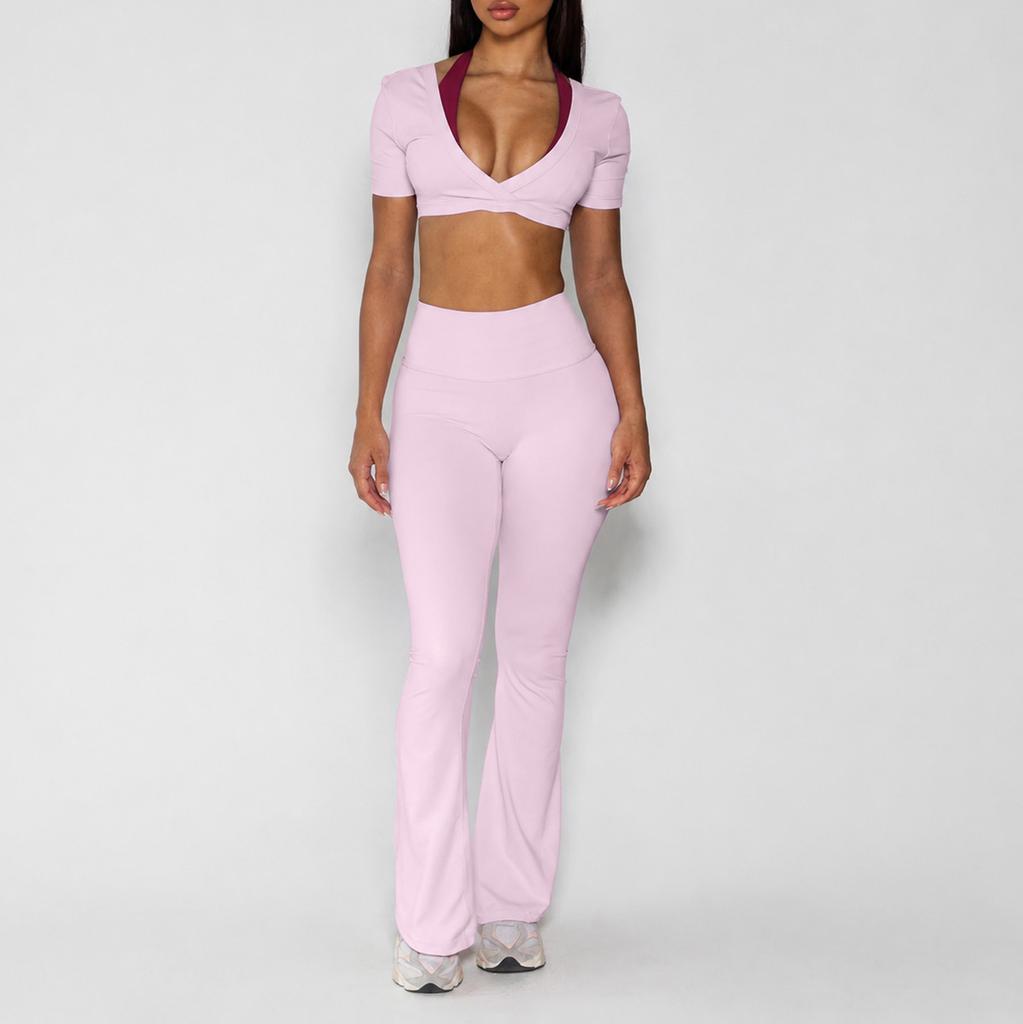Chen Shijie Europe and the United States New Three-piece Yoga Suit Contrasting Color Quick-drying Sports Suit Sexy Slim Fitness Suit