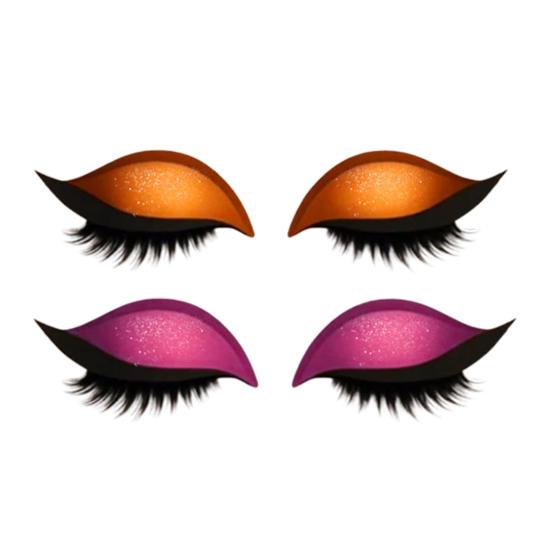 2 Pairs Lazy Eye Shadow Eyelash Patch 2-in-1 Eyeshadow Eyelashes Makeup Stickers Reusable Eye Makeup Stickers with False Lashes Shadow