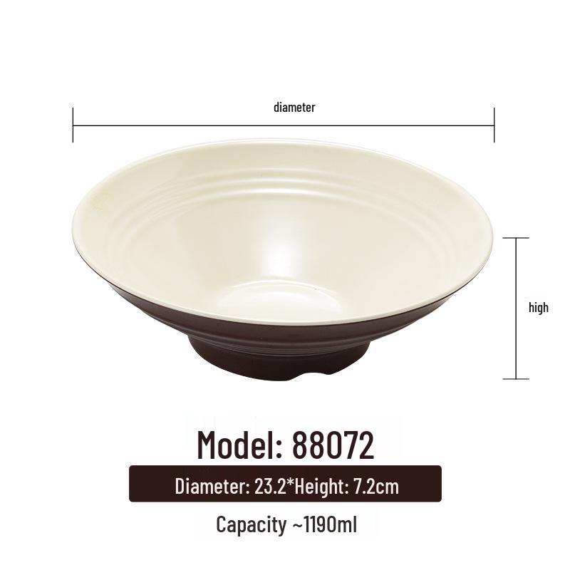 Melamine White Noodle Bowl, Imitation Porcelain, Large Plastic Soup/Rice Bowl for Commercial Use.