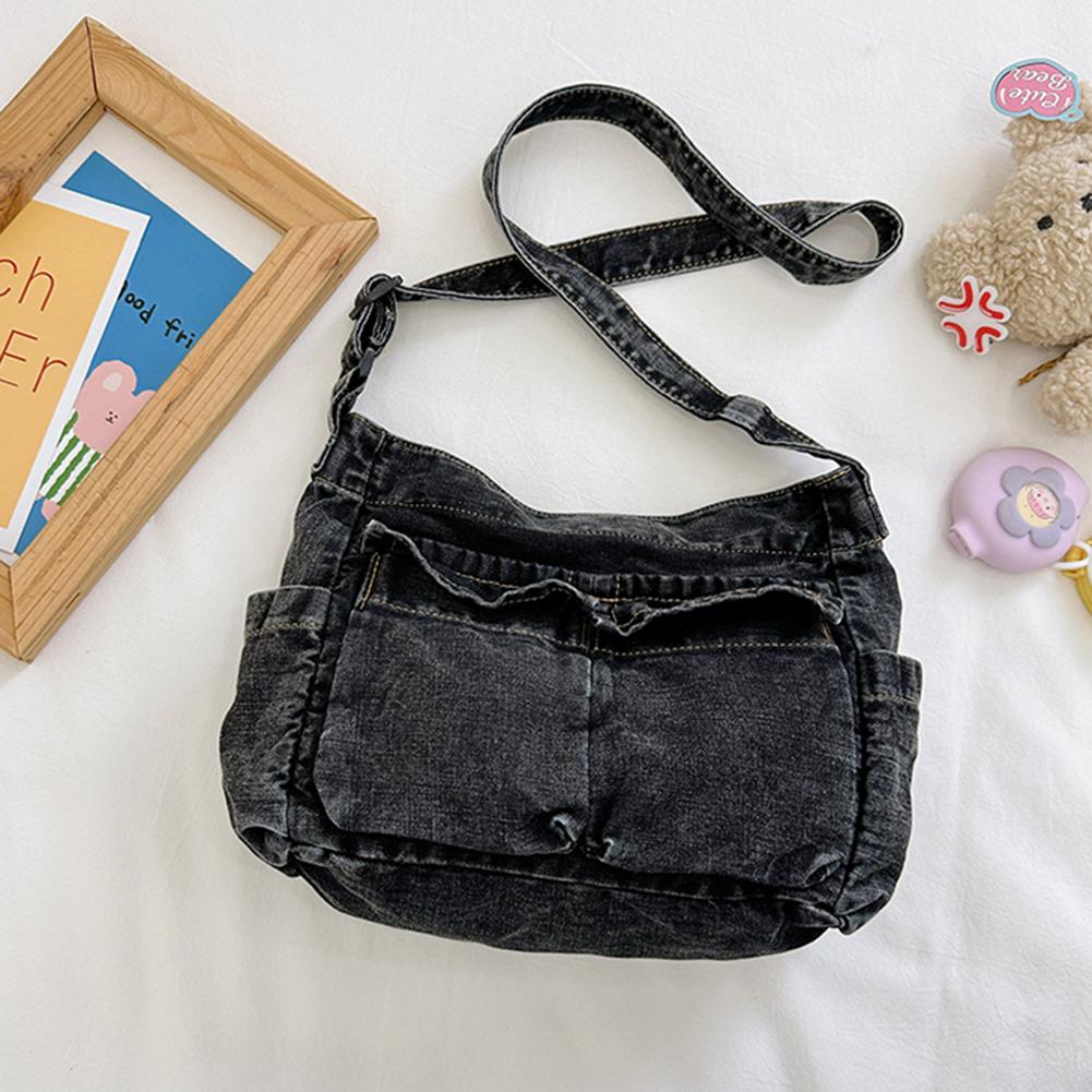 Women Fashion Shoulder Bag Large Capacity Denim Casual Satchel Bag Adjustable Strap Daily Tote Bag Multifunction Chic Hobo Bag