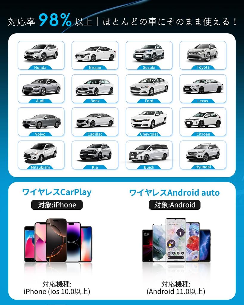 (Certificado para Conformidade Técnica) Adaptador sem Fio CarPlay e Android Auto Modelo 2025, Sem Fio Com Fio