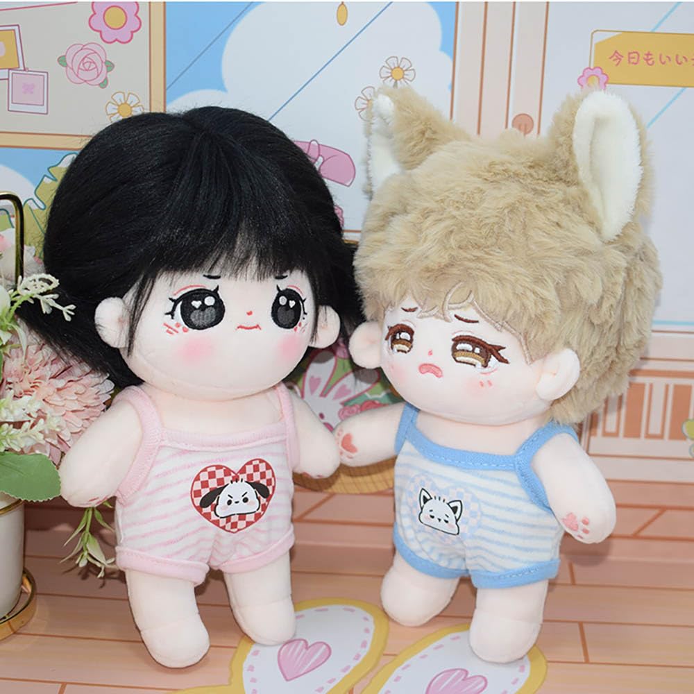 niannyyhouse 10cm20cm Plush Clothes Striped Bodysuit Sling Crawling Suit Vest Cotton Doll Accessories Dress-Up (A3, 10cm)