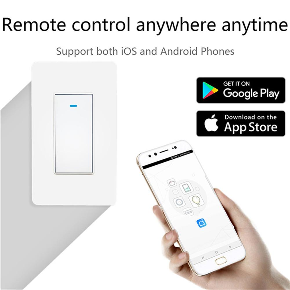 Alexa US Standard WiFi IP66 Rated PC 10A Touch Control Wall Light Button Switch Full House Coverage for Smart Home Device