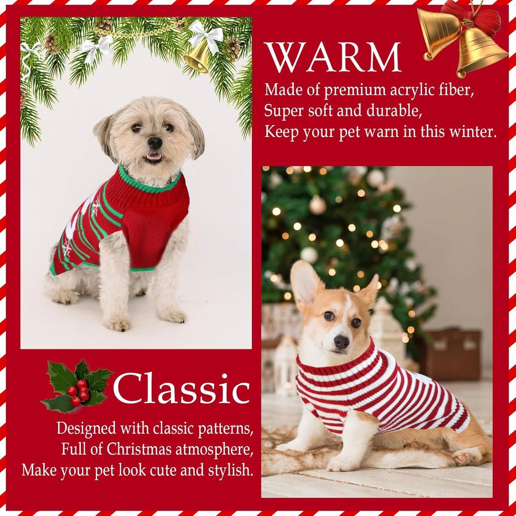 3-Pack Christmas Dog Sweaters Christmas Dog Sweater Santa Claus Sweater Snowman Sweater Knitted Sweaters for Small Dogs