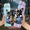 1PC French Bulldog Pocket Print 750ml Color Plastic Sports Water Bottle Leakproof Flip Straw Lid Suitable for Sports Office Home Use