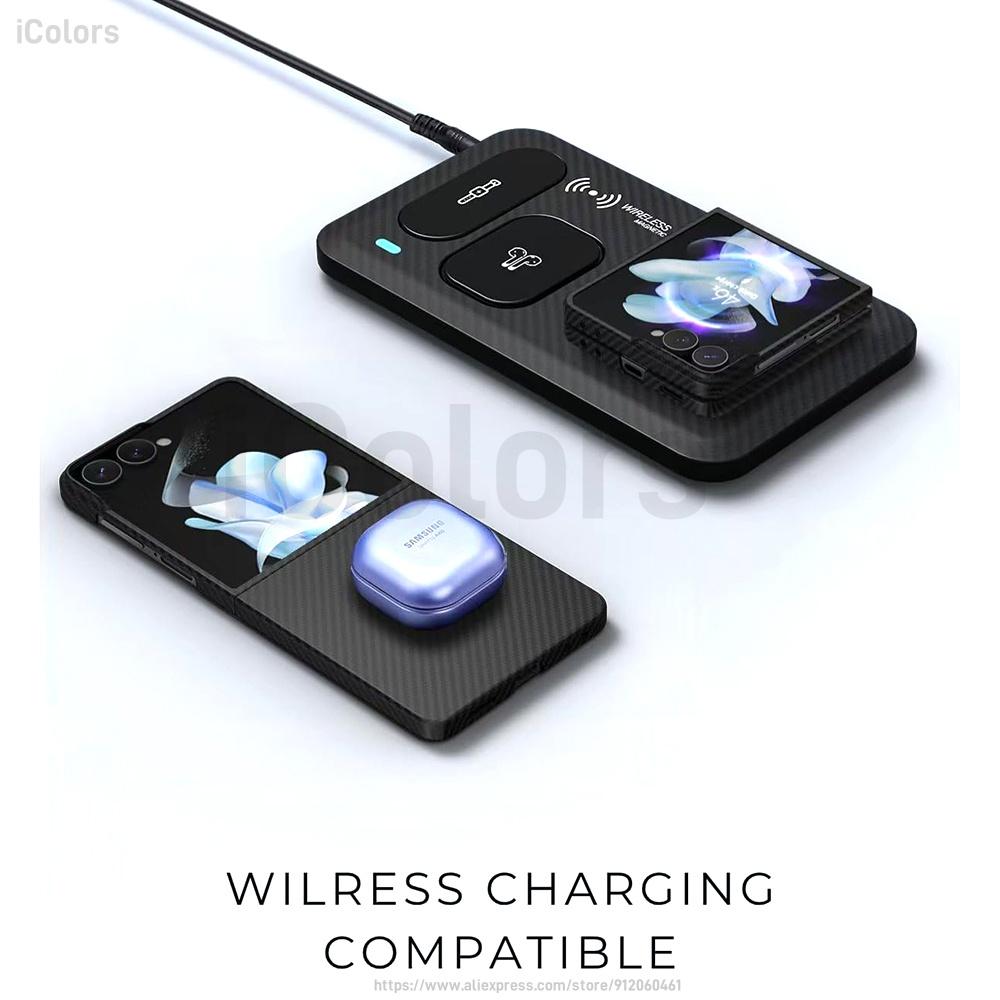 Z Flip 7 Aramid Case for Samsung Galaxy Z Flip 7 Magnetic MagSafe Case Aramid Carbon Fiber Cover Qi2 Ultra Thin Armor Cover