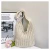 Spring Hollow Woven Bag Women's New Vacation Beach Bag Commuter Shoulder Tote Bag Knitted Bag