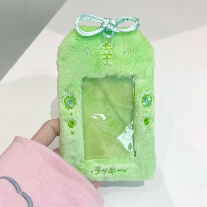 Cute Four-Leaf Clover Cherry Blossoms Card Cover Campus Bus Meal Card Cover Simple Card Protective Cover Student Card Holder