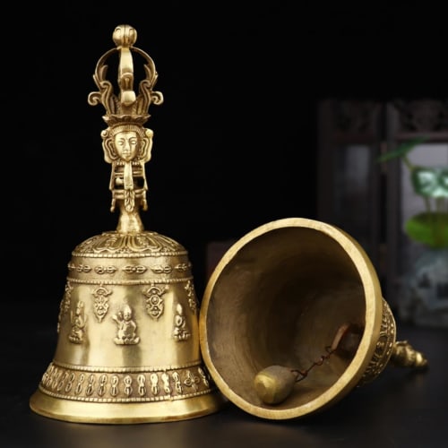 Pure Copper Vajra Bell, Buddhist Hand Bell, Meditation, Healing, Purification, Stress Relief, Spiritual Purification, Ideal for Temple Use, Esoteric B