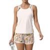 Womens Two Piece Tankini Bathing Suits Floral Tank Top and Swim Shorts Athletic Modest Tummy Control Swimsuit Set