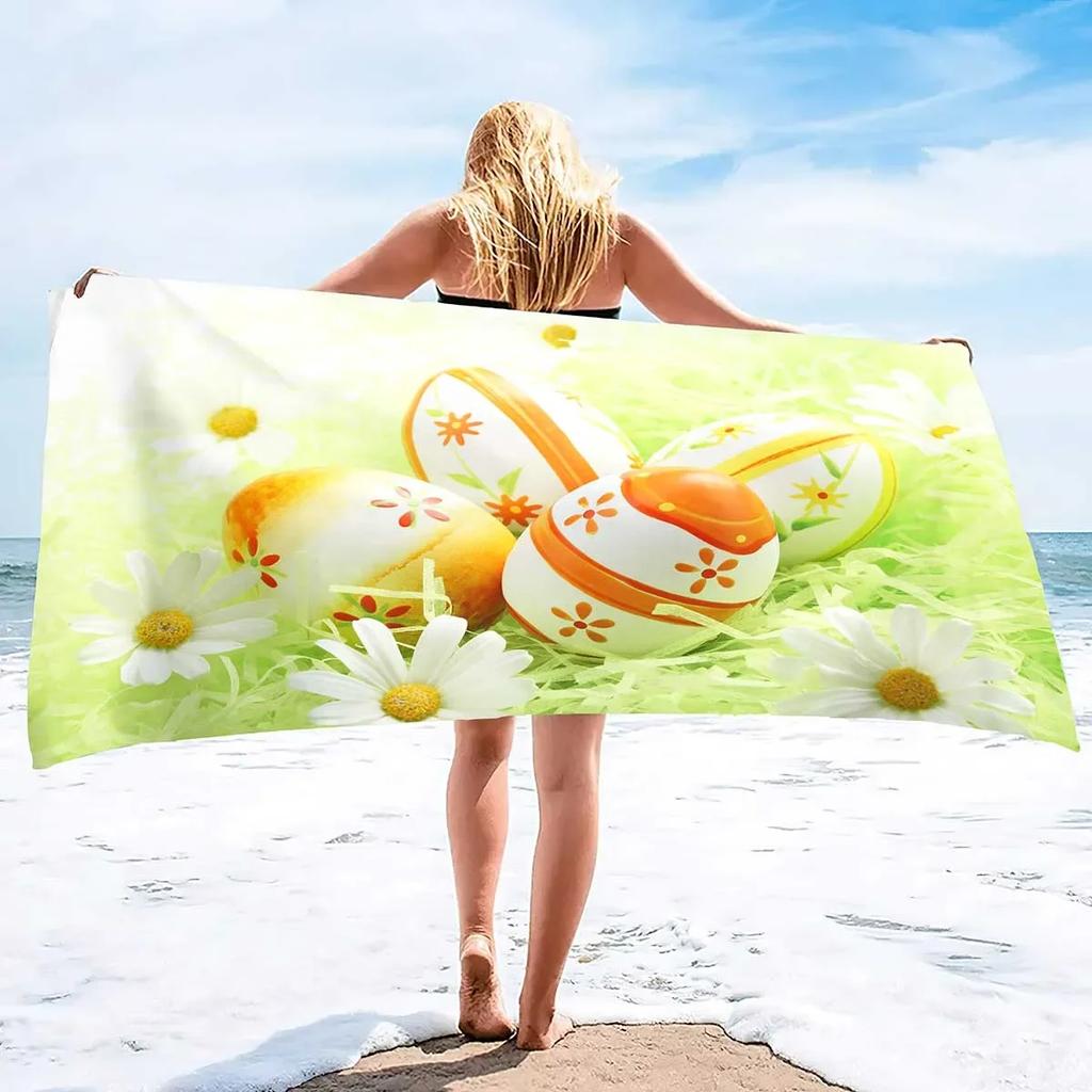 Ostereier Mikrofaser Schnelltrocknendes Strandtuch, Großes Weiches Badetuch, Super Saugfähige Sandfeste Schwimmdecke Reise Strandtuch