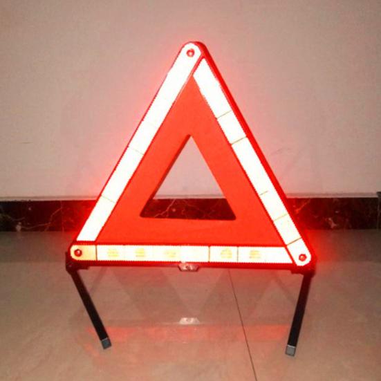 Reflective Vehicle Tripod Emergency Folding Warning Triangle Stand 45cm Side Length Night Visibility Stable Metal Vehicle Bracket