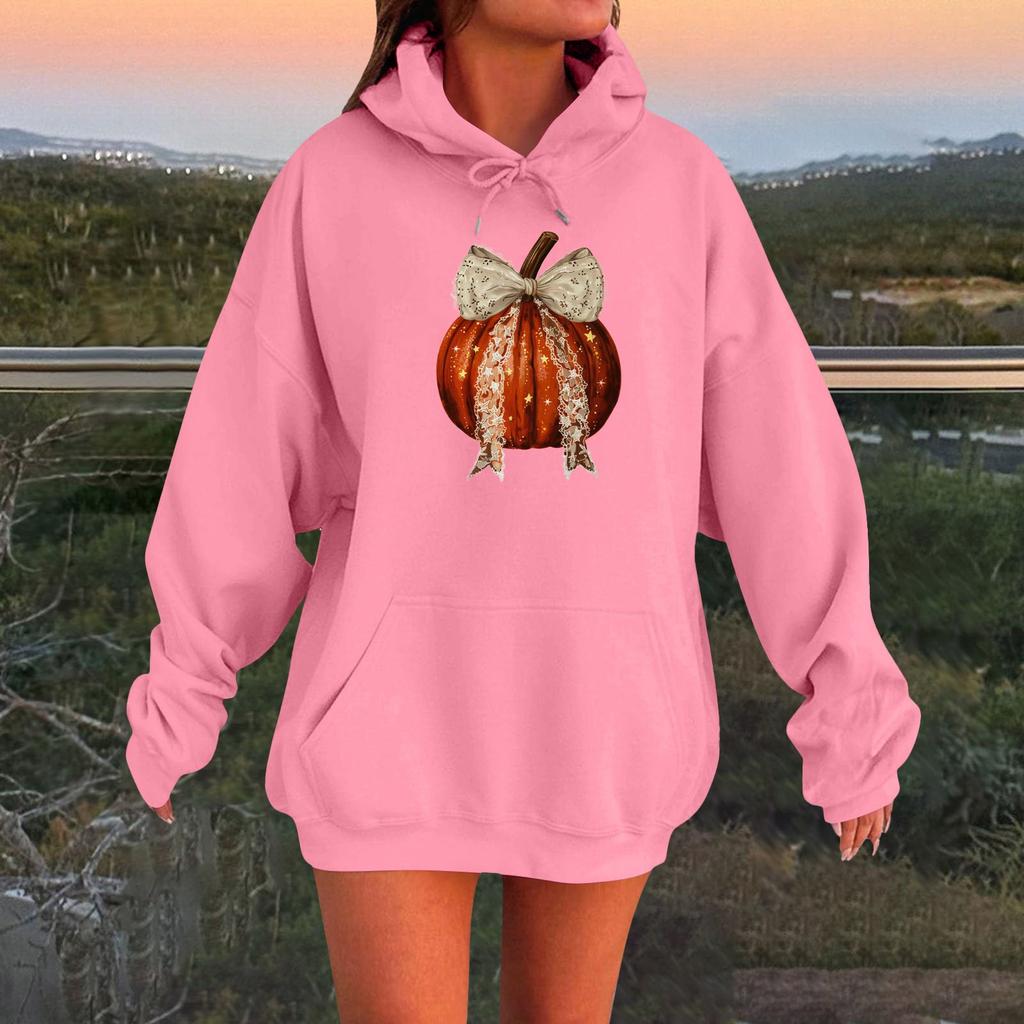 Women's Long-sleeved  Oversized Dropped Shoulder Sleeves Women's Hooded Halloween Print Plush Sweatshirt