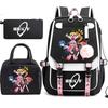 3 Piece School Backpack Set for Students Large Capacity Oxford Cloth Schoolbag with Shoulder Strap and Pencil Case
