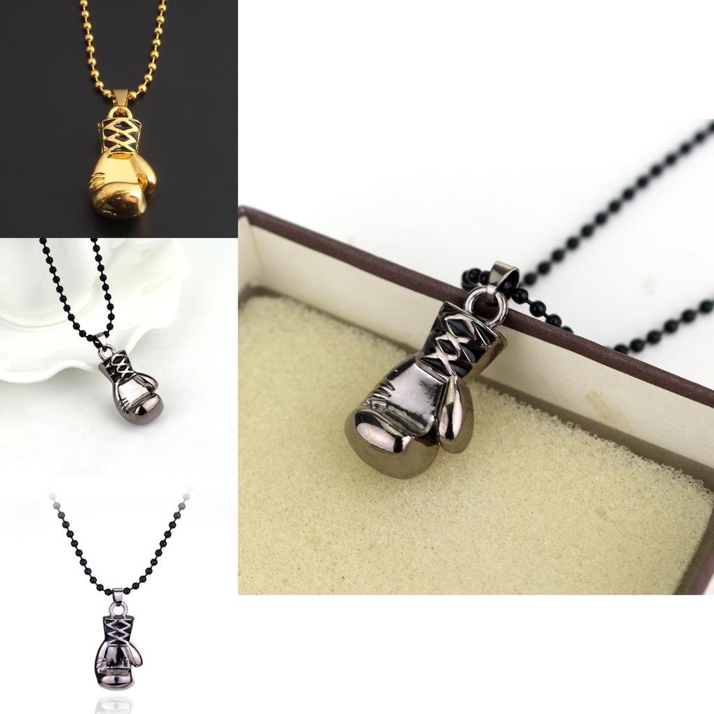 Geometric Punk Style Metal Pendant Necklace With Boxing Glove Charm For Men And Women