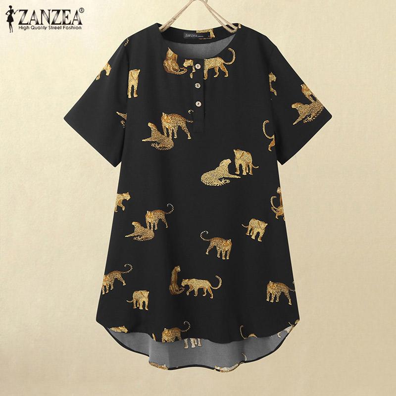 

ZANZEA Prin Повседневный O-образный вырез с коротким рукавом Женщины Летнее платье