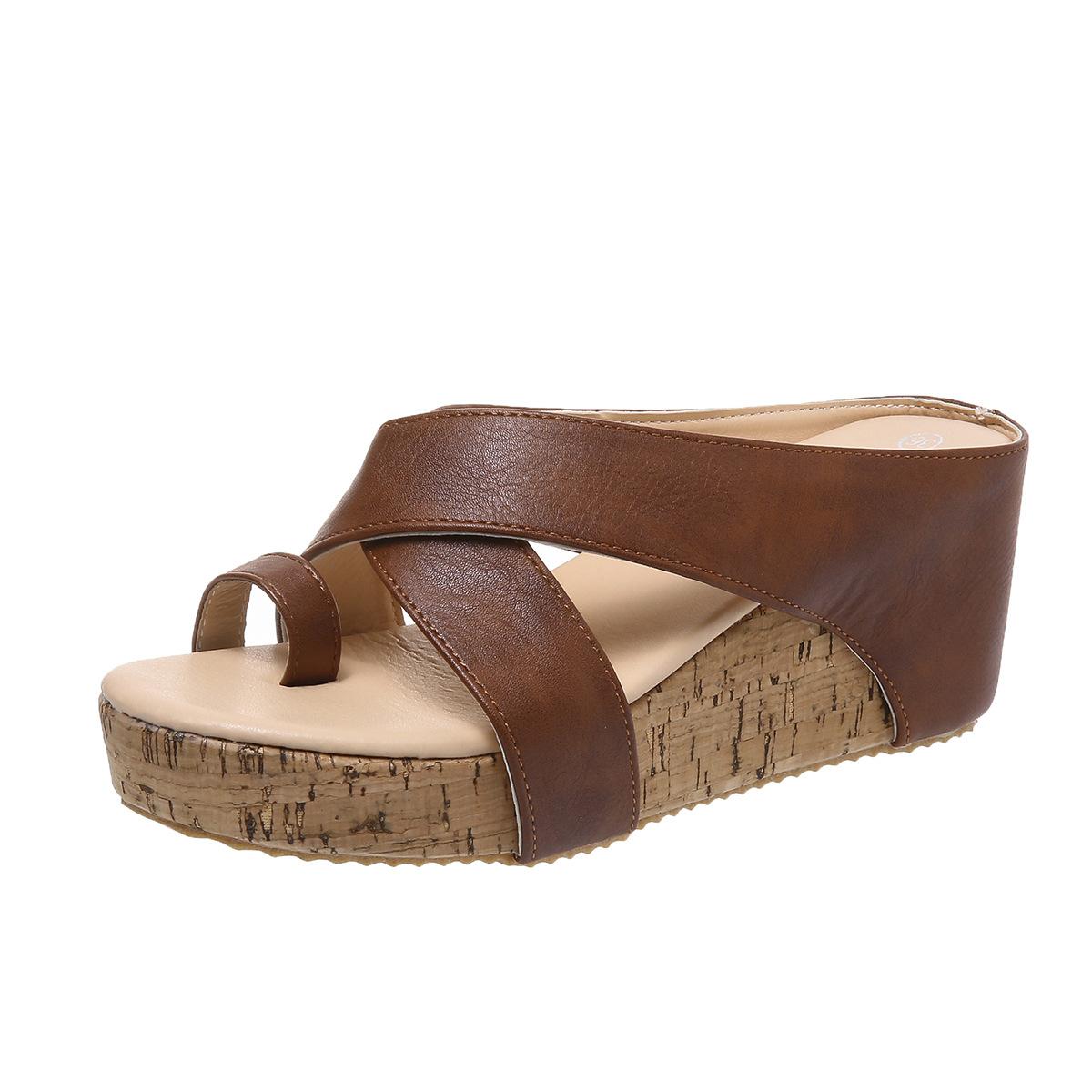 

2025 летняя женская обувь большого размера eBay43 тапочки на платформе 43 коричневый