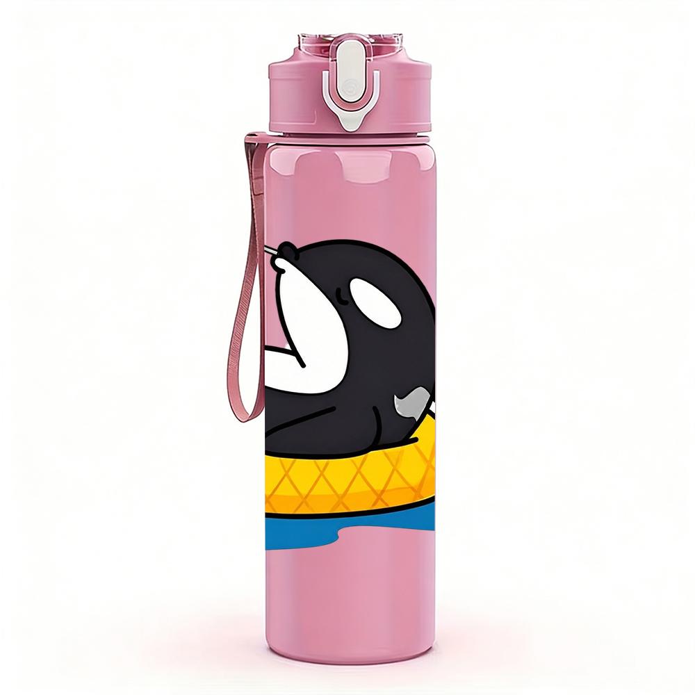 1PC Penguin Pineapple Float Cartoon Figure 750ml Color Plastic Water Bottle Leakproof Flip Straw Lid For Sports Office Home Use