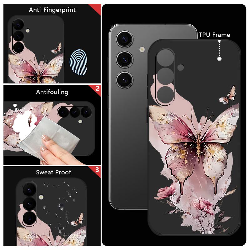 Butterfly Lanyard Case For Samsung Galaxy S24 S25 Ultra S23 S22 Ultra S21 S20 FE A14 A34 A15 A35 A52 A53 A54 A55 5G A16 A36 A56 Cover