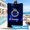 Custom Name Beach Towel Blue Stars Cruzeiro Football Microfiber Beach Towel, Lightweight for Summer Travel, Swimming Pool Fan Birthday Gift