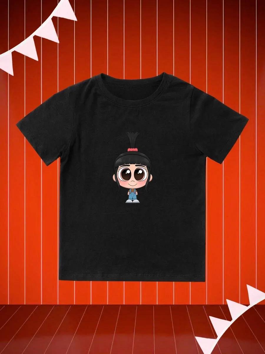 Round Neck Printed Pattern Pullover Short Sleeve Kids Tops Agnes Despicable Me 130