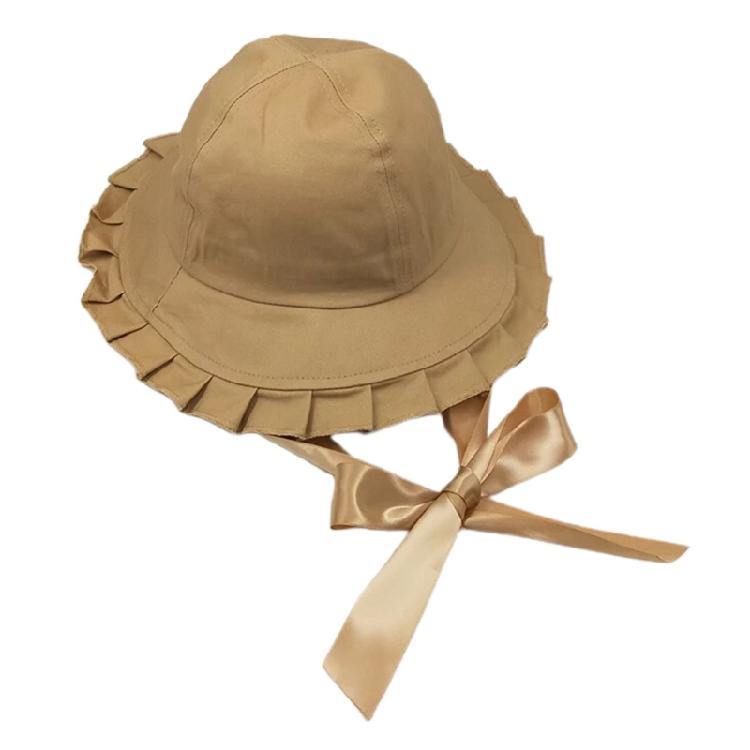 Женская уличная кепка рыбака однотонная с милыми рюшами и бантом, шляпа-ведро