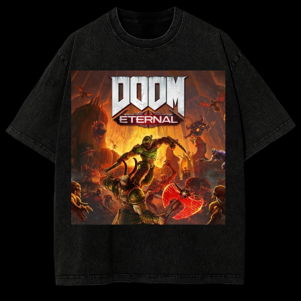 Szukałeś DOOM Vintage Spłowiony Luźny T-shirt Męski Damski Hip Hop Streetwear Y2k Harajuku Bawełniany Krótki Rękaw Wysoka Jakość Damska Męska Odzież