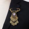 Bohemian Rhinestone Flower Tassel Brooch for Women - Exotic Style Suit Coat Pin